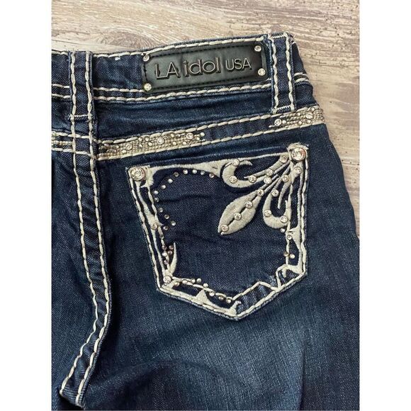 LA Idol Capri Jeans Rhinestone Embellished Cropped Women’s Junior’s Sz 3 - Picture 6 of 6